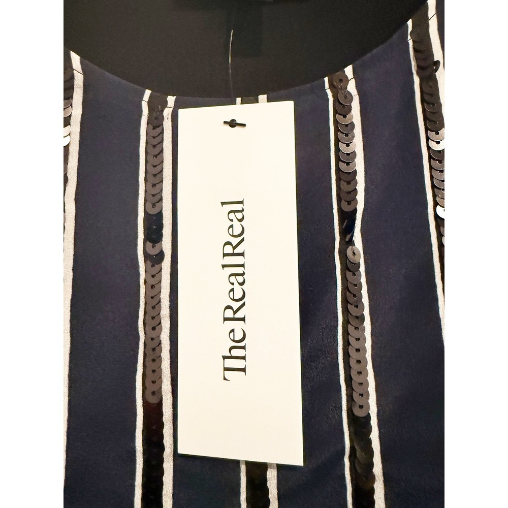 Weekend MaxMara Navy and Black Sequin Long Sleeve Blouse - Picture 9 of 9